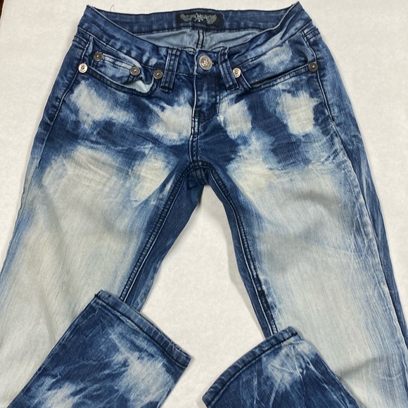 Women’s YMI brand JEANS skinny jegging stretchy comfy white washed cool tie dye - Picture 3 of 7